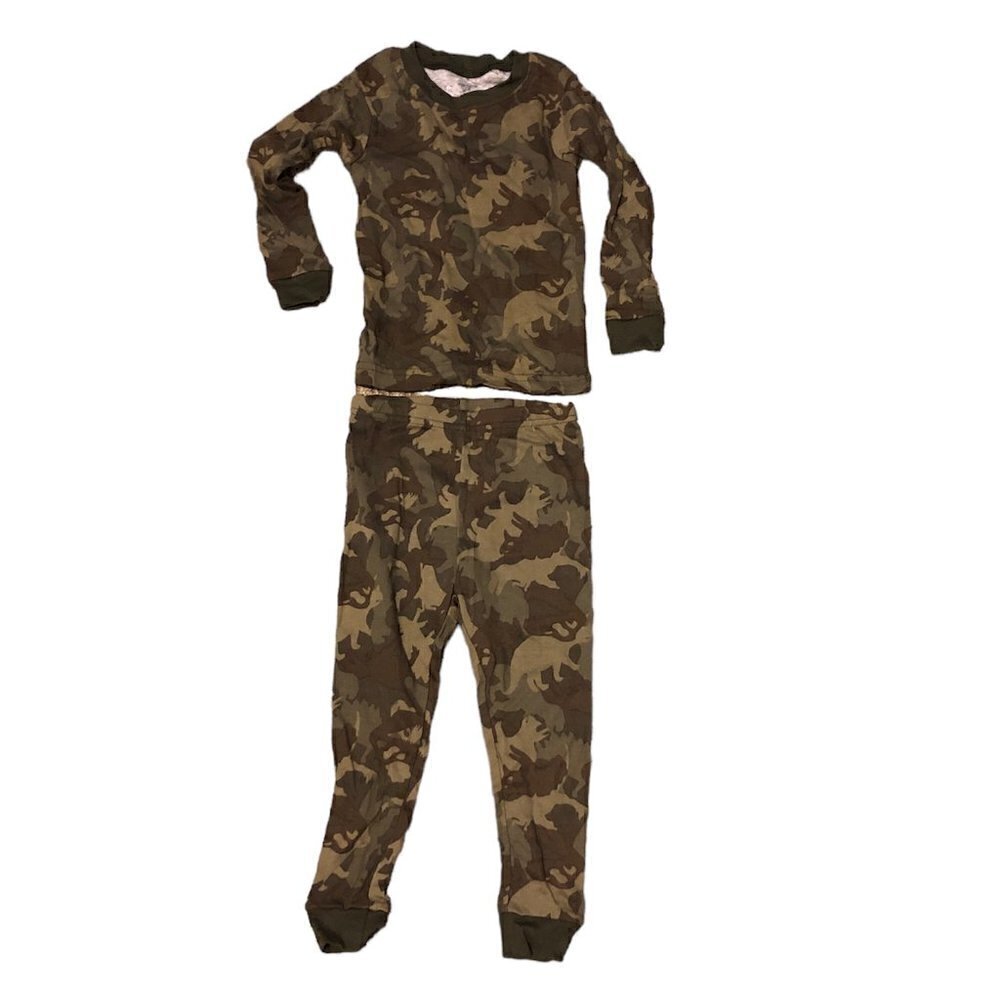 CARTER'S Pajama Set Baby Size 24 Months Green Brown Dinosaur Print